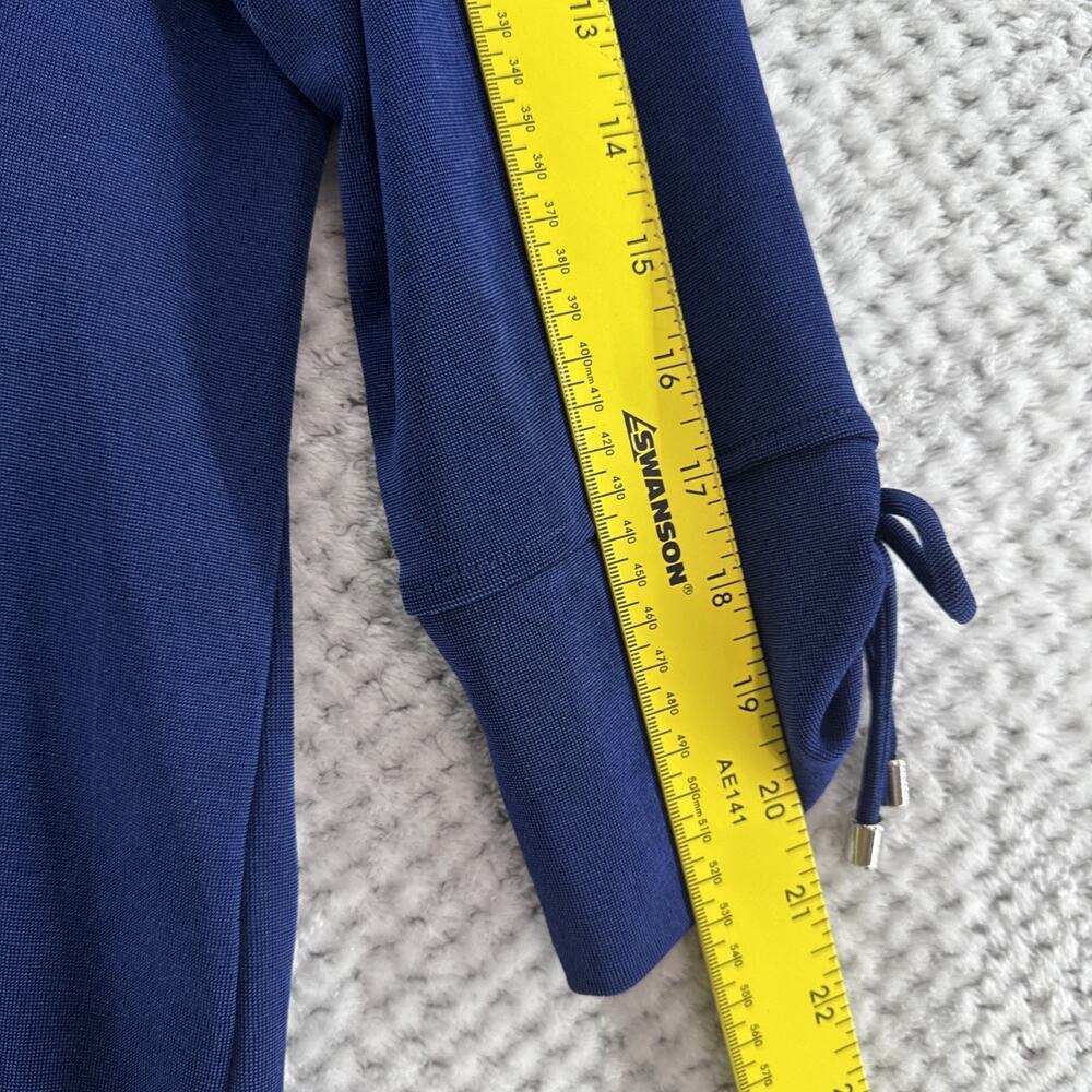 Chicos Travelers Cardigan Womens 2 L/12 Blue Slinky Stretch Open Front - Picture 7 of 9
